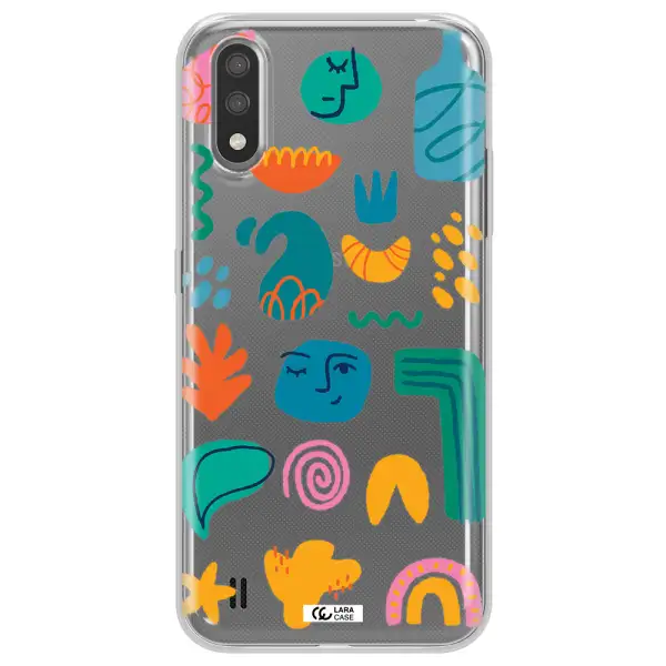a collection of colorful shapes Samsung A01 Clear TPU Case