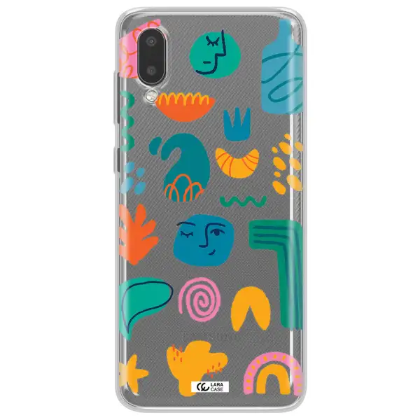 a collection of colorful shapes Samsung A02 Clear TPU Case