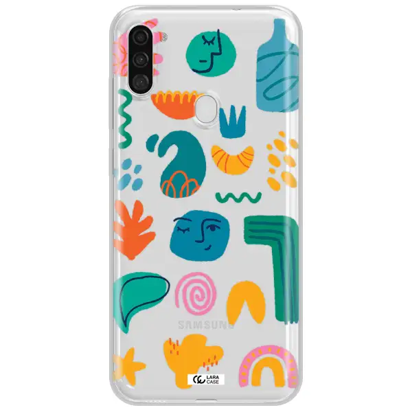 a collection of colorful shapes Samsung A11 Clear TPU Case