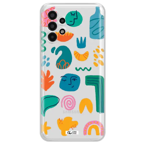 a collection of colorful shapes Samsung A13 4g Clear TPU Case