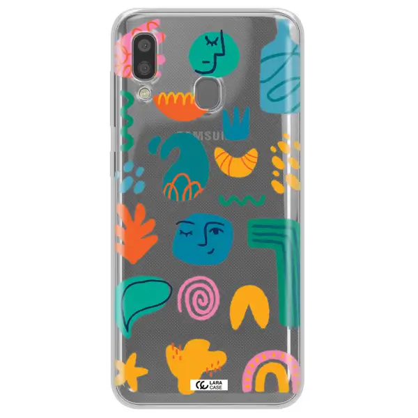 a collection of colorful shapes Samsung A20 Clear TPU Case