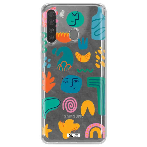 a collection of colorful shapes Samsung A21 Clear TPU Case
