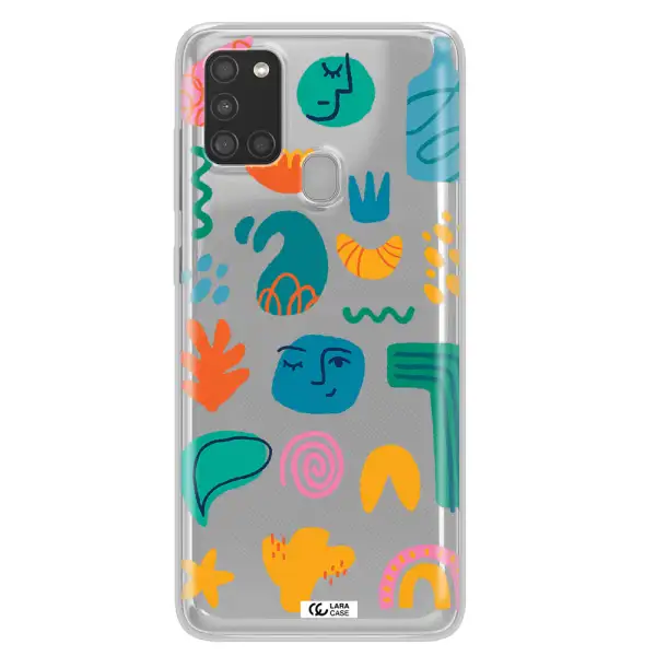 a collection of colorful shapes Samsung A21S Clear TPU Case