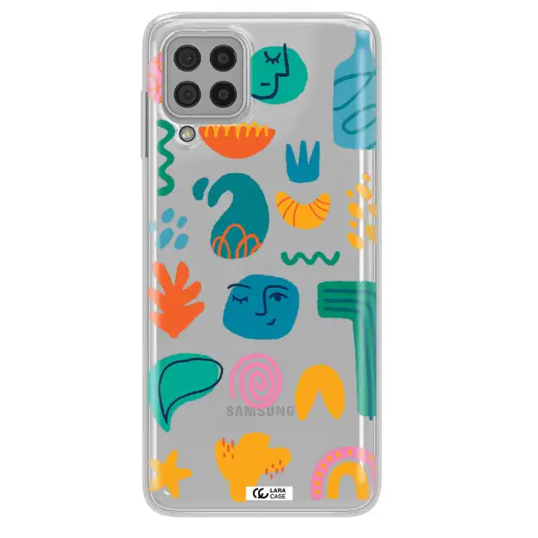a collection of colorful shapes Samsung A22 4g Clear TPU Case
