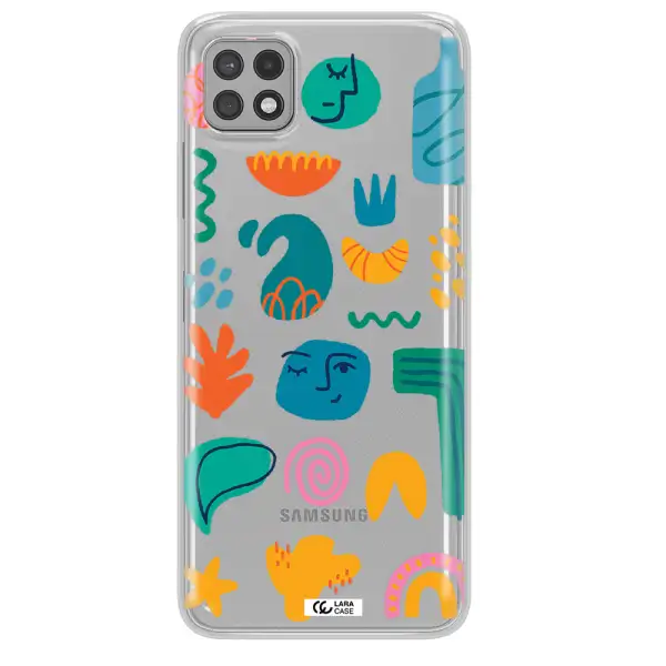 a collection of colorful shapes Samsung A22 5g Clear TPU Case