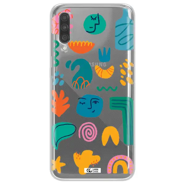a collection of colorful shapes Samsung A30S Clear TPU Case