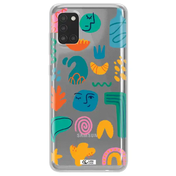 a collection of colorful shapes Samsung A31 Clear TPU Case