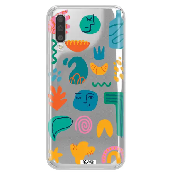 a collection of colorful shapes Samsung A50 Clear TPU Case
