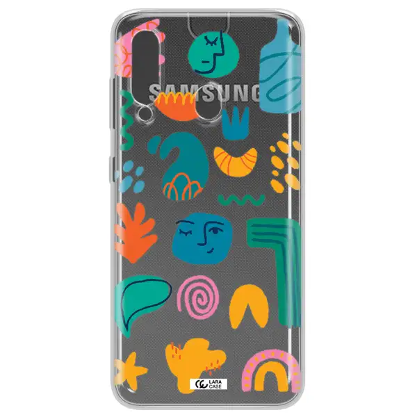 a collection of colorful shapes Samsung A60 Clear TPU Case