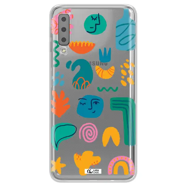 a collection of colorful shapes Samsung A7 2018 Clear TPU Case