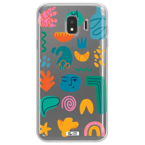a collection of colorful shapes Samsung J4 Clear TPU Case