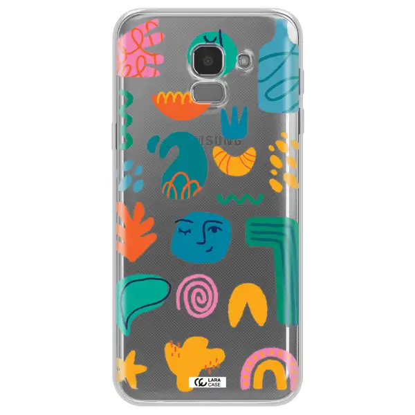 a collection of colorful shapes Samsung J6 Clear TPU Case