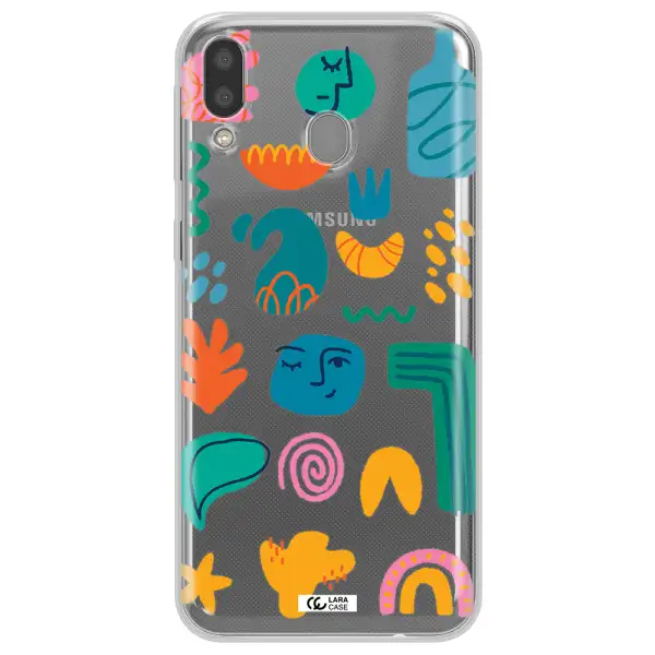 a collection of colorful shapes Samsung M20 Clear TPU Case