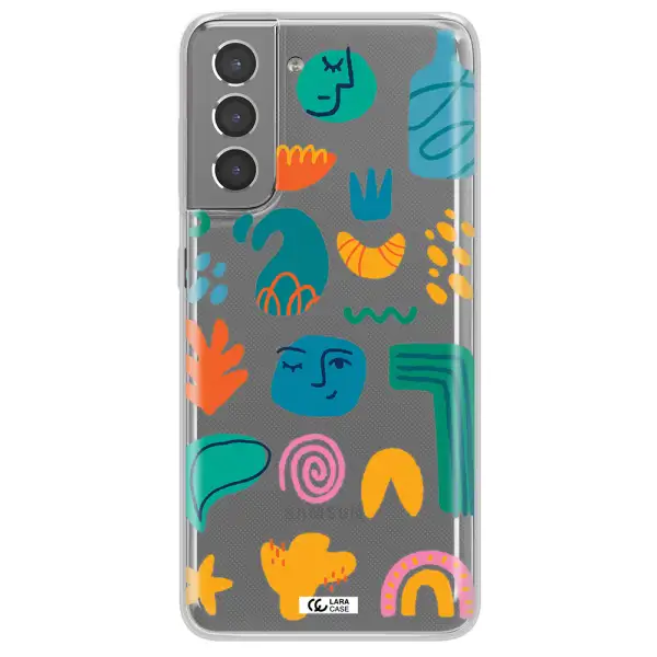 a collection of colorful shapes Samsung S21 Clear TPU Case