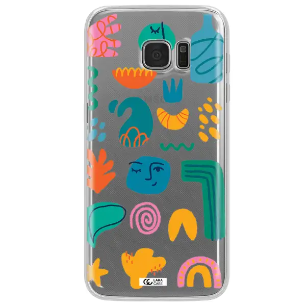 a collection of colorful shapes Samsung S7 Edge Clear TPU Case