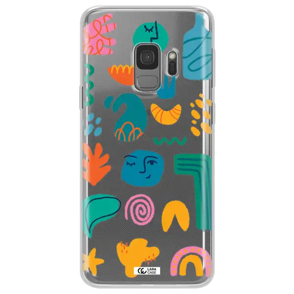 a collection of colorful shapes Samsung S9 Clear TPU Case