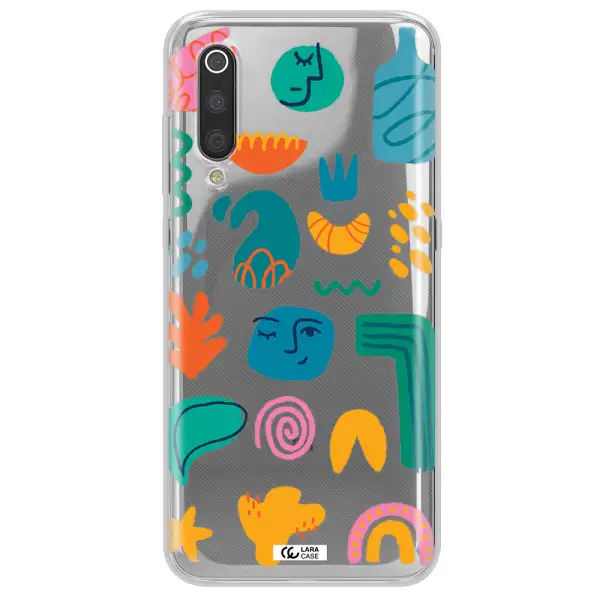 a collection of colorful shapes Xiaomi Mi 9 Clear TPU Case