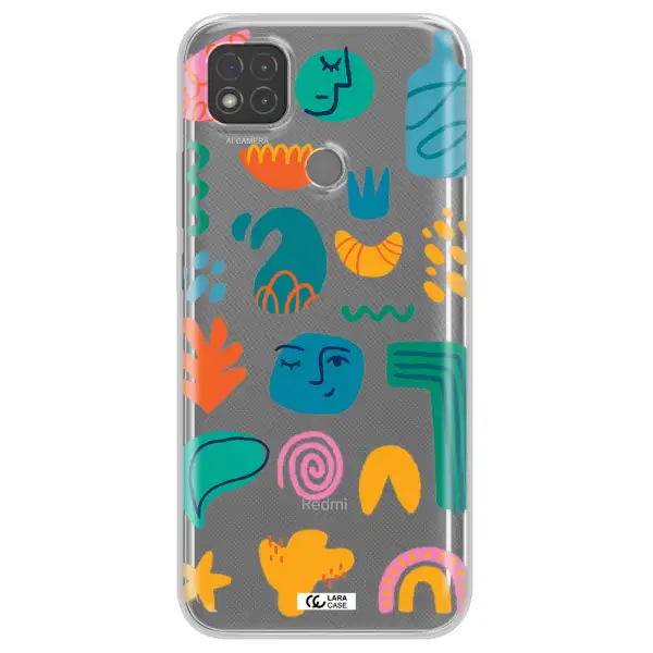 a collection of colorful shapes Xiaomi Redmi 9C Clear TPU Case