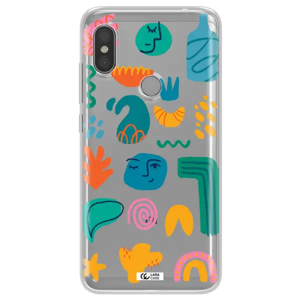 a collection of colorful shapes Xiaomi Redmi Note 6 Pro Clear TPU Case