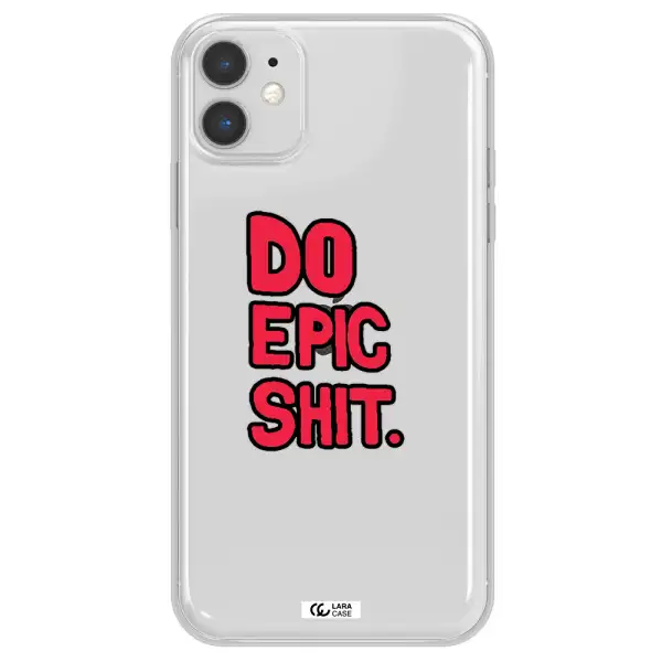 a red and black text Apple iPhone 11 Clear TPU Case