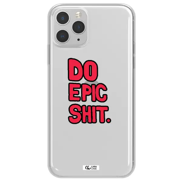 a red and black text Apple iPhone 11 pro Clear TPU Case