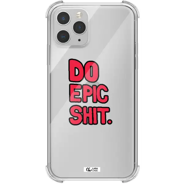 a red and black text Apple iPhone 11 pro max Clear PC Case