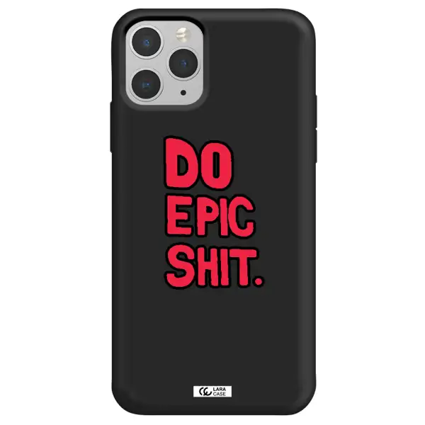 a red and black text Apple iPhone 11 pro Silicone black Case