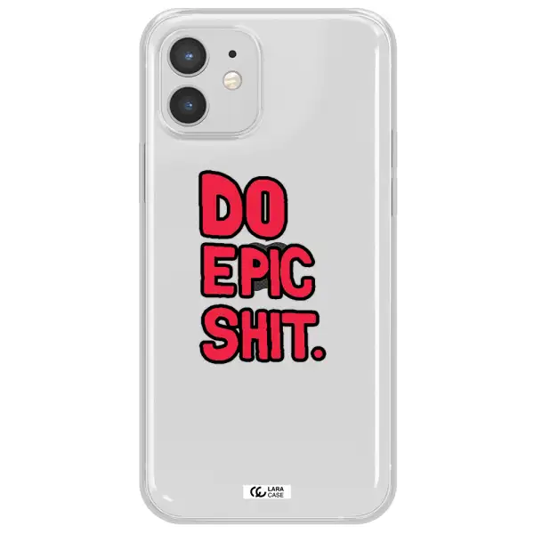 a red and black text Apple iPhone 12 Clear TPU Case