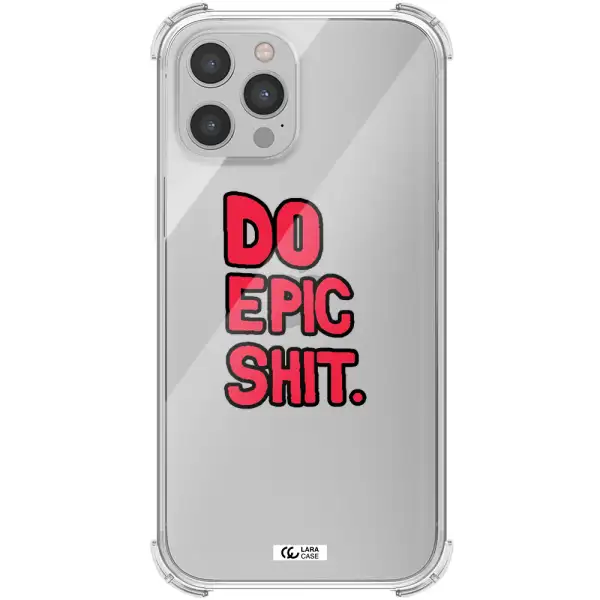 a red and black text Apple iPhone 12 pro Clear PC Case