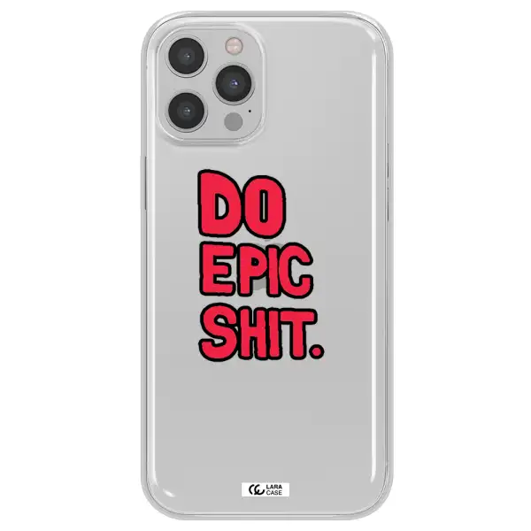 a red and black text Apple iPhone 12 pro max Clear TPU Case