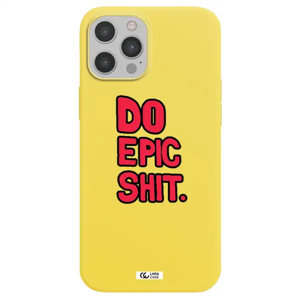 a red and black text Apple iPhone 12 pro max Silicone canary yellow Case