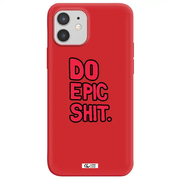 a red and black text Apple iPhone 12 Silicone Imperial Red Case
