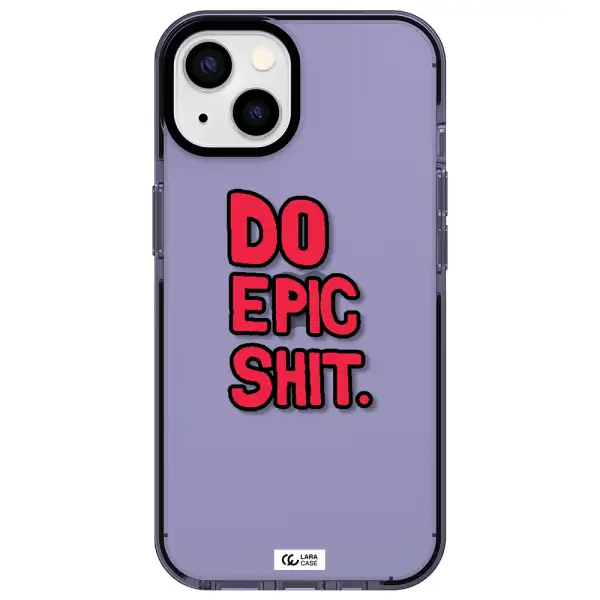 a red and black text Apple iPhone 13 impact Lilac Case