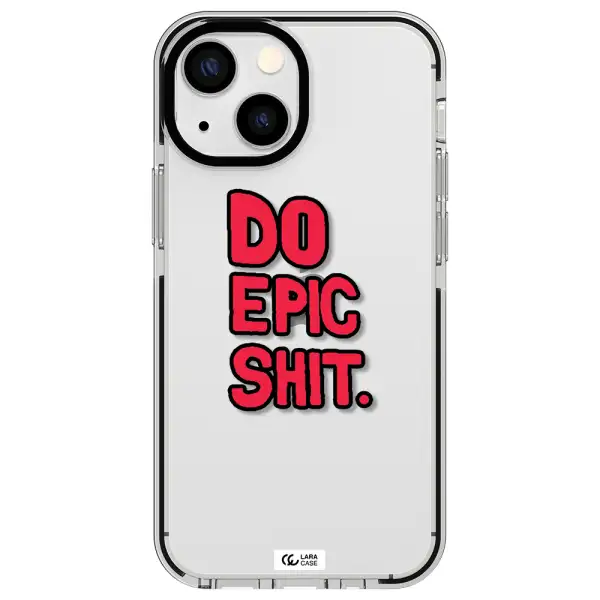 a red and black text Apple iPhone 13 mini impact black border Case