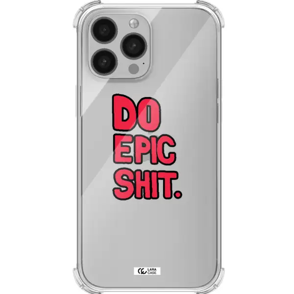 a red and black text Apple iPhone 13 Pro Max Clear PC Case