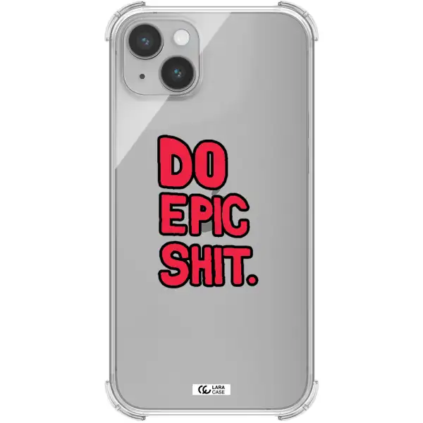 a red and black text Apple iPhone 14 Clear PC Case