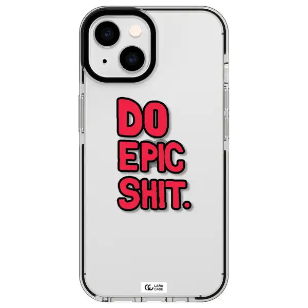 a red and black text Apple iPhone 14 impact black border Case