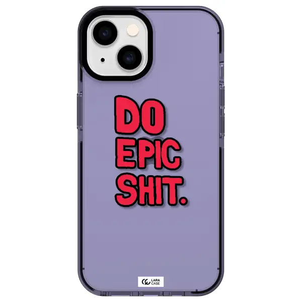 a red and black text Apple iPhone 14 impact Lilac Case