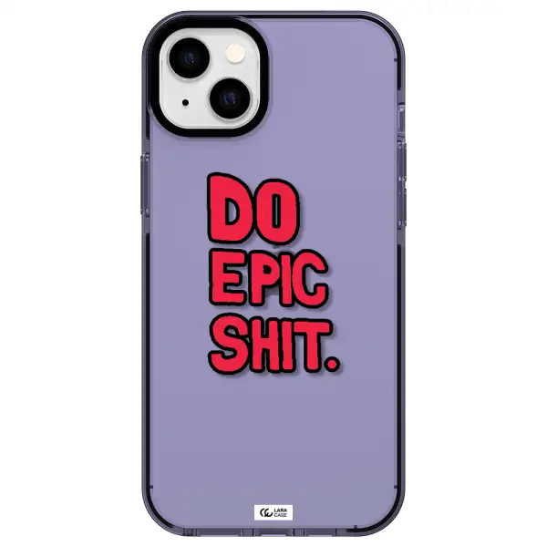 a red and black text Apple iPhone 14 plus impact Lilac Case
