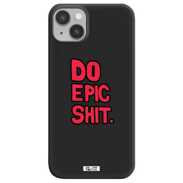 a red and black text Apple iPhone 14 plus Silicone black Case