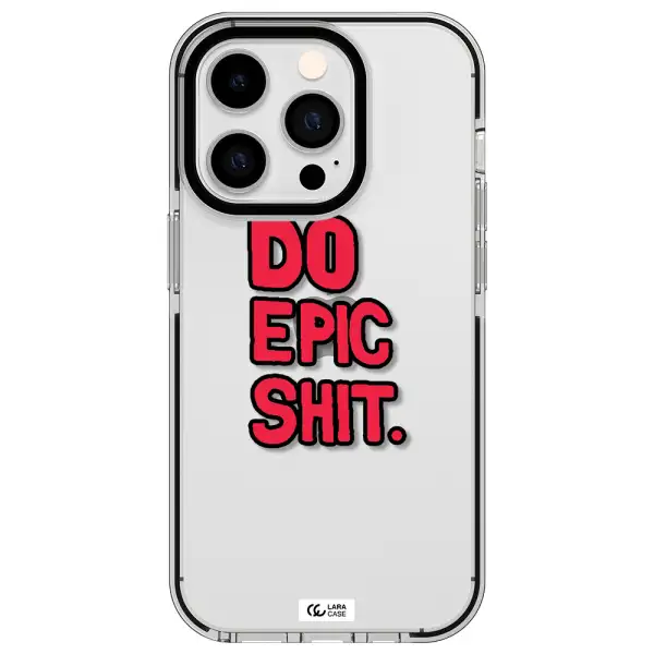 a red and black text Apple iPhone 14 pro impact black border Case