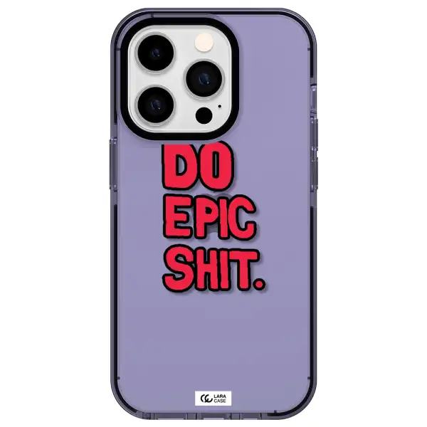 a red and black text Apple iPhone 14 pro impact Lilac Case