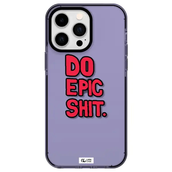 a red and black text Apple iPhone 14 pro max impact Lilac Case