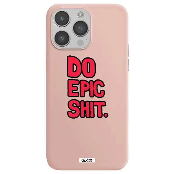 a red and black text Apple iPhone 14 pro max Silicone pastel pink Case