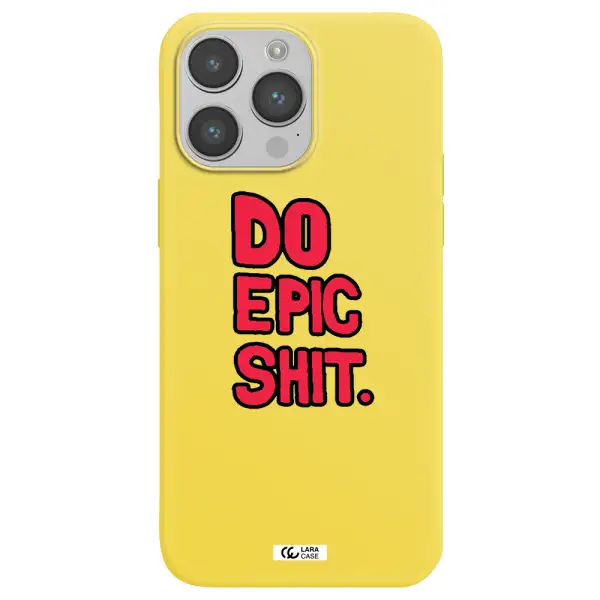 a red and black text Apple iPhone 14 pro Silicone canary yellow Case