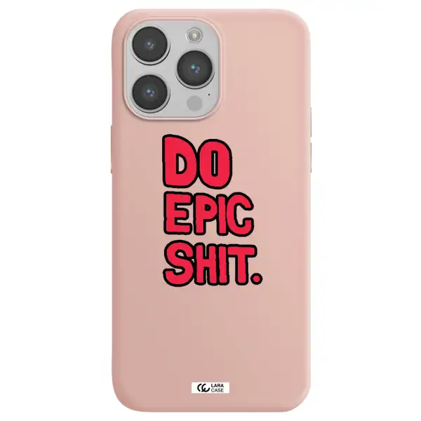 a red and black text Apple iPhone 14 pro Silicone pastel pink Case