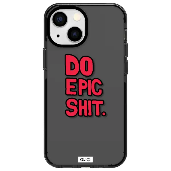 a red and black text Apple iPhone 15 impact Smoke Black Case