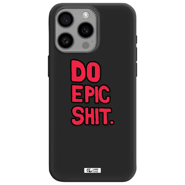 a red and black text Apple Iphone 15 Pro max Silicone black Case