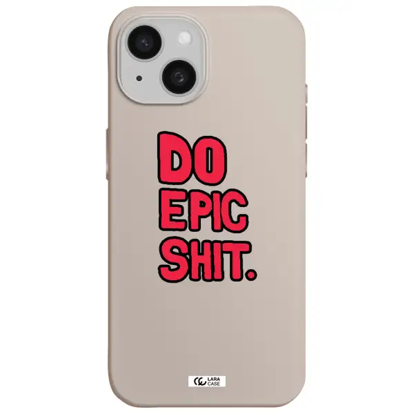 a red and black text Apple iPhone 15 Silicone Stone Case