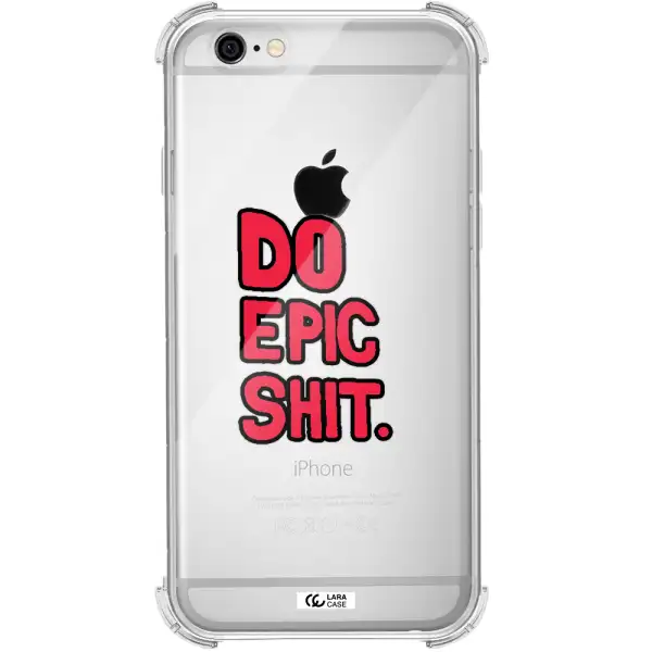 a red and black text Apple iPhone 6 Clear PC Case